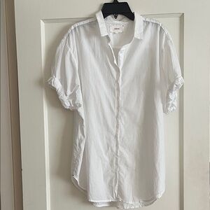XiRENA Channing White Cotton Button-Up Shirt Small